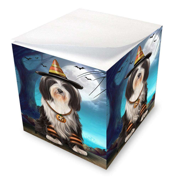 Happy Halloween Trick or Treat Tibetan Terrier Dog Candy Corn Note Cube NOC52513