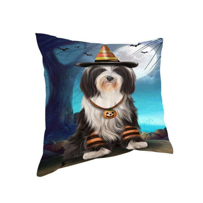 Happy Halloween Trick or Treat Tibetan Terrier Dog Candy Corn Pillow PIL66208
