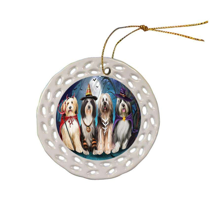 Happy Halloween Trick or Treat Tibetan Terrier Dog Ceramic Doily Ornament DPOR52589
