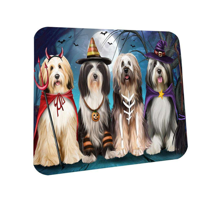 Happy Halloween Trick or Treat Tibetan Terrier Dog Coasters Set of 4 CST52548