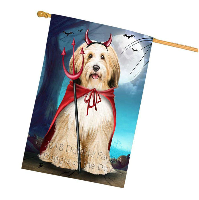 Happy Halloween Trick or Treat Tibetan Terrier Dog Devil House Flag FLG52613