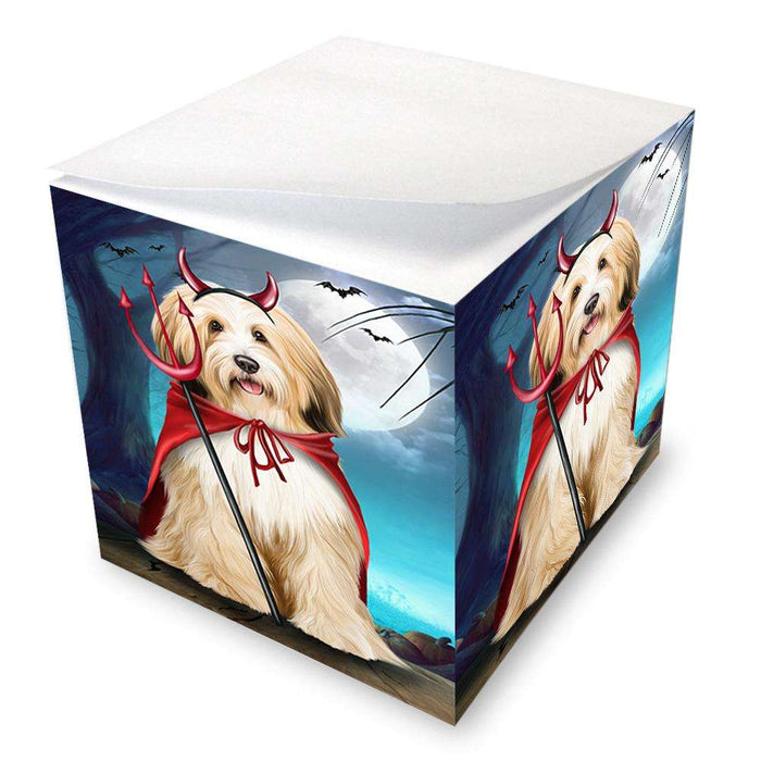 Happy Halloween Trick or Treat Tibetan Terrier Dog Devil Note Cube NOC52532