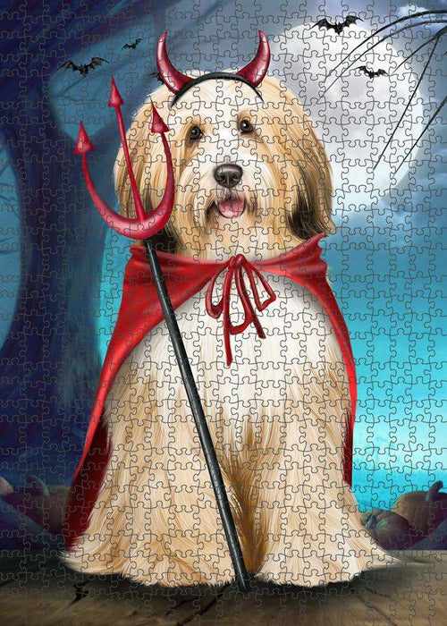 Happy Halloween Trick or Treat Tibetan Terrier Dog Devil Puzzle with Photo Tin PUZL61527