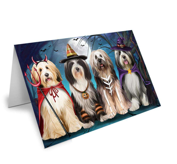 Happy Halloween Trick or Treat Tibetan Terrier Dog Handmade Artwork Assorted Pets Greeting Cards and Note Cards with Envelopes for All Occasions and Holiday Seasons GCD61796
