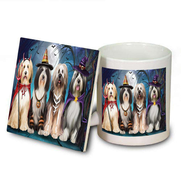 Happy Halloween Trick or Treat Tibetan Terrier Dog Mug and Coaster Set MUC52581