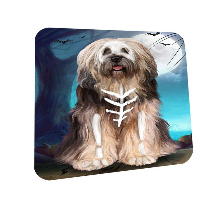 Happy Halloween Trick or Treat Tibetan Terrier Dog Skeleton Coasters Set of 4 CST52510
