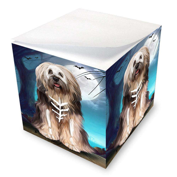 Happy Halloween Trick or Treat Tibetan Terrier Dog Skeleton Note Cube NOC52551