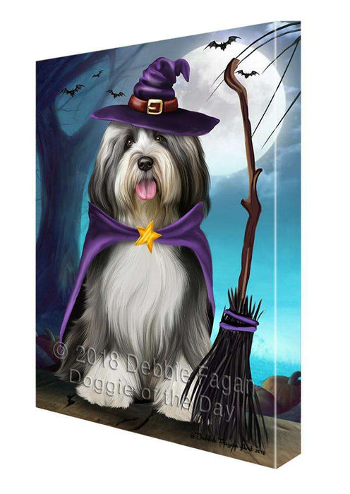 Happy Halloween Trick or Treat Tibetan Terrier Dog Witch Canvas Print Wall Art Décor CVS89927