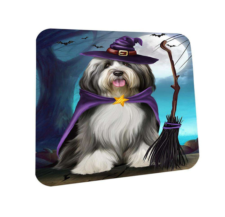 Happy Halloween Trick or Treat Tibetan Terrier Dog Witch Coasters Set of 4 CST52529