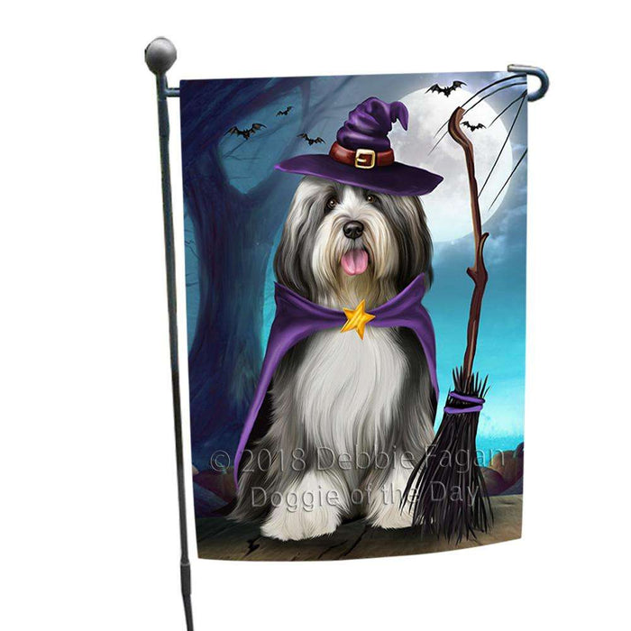 Happy Halloween Trick or Treat Tibetan Terrier Dog Witch Garden Flag GFLG52515