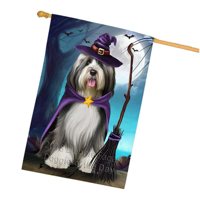 Happy Halloween Trick or Treat Tibetan Terrier Dog Witch House Flag FLG52651