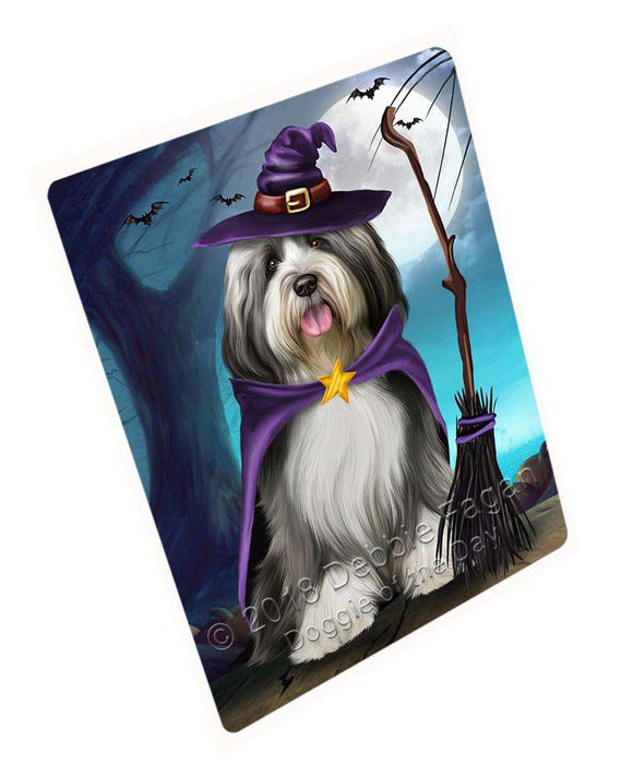 Happy Halloween Trick or Treat Tibetan Terrier Dog Witch Large Refrigerator / Dishwasher Magnet RMAG75606