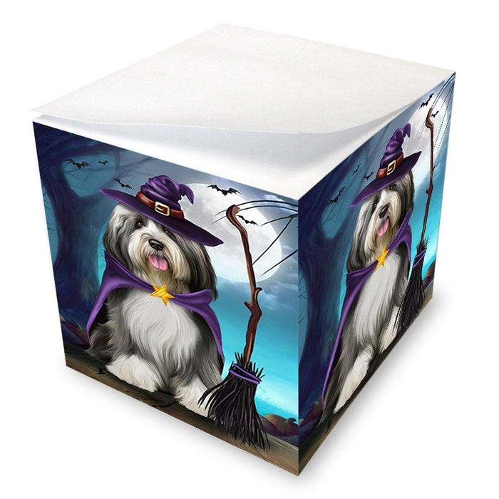Happy Halloween Trick or Treat Tibetan Terrier Dog Witch Note Cube NOC52570