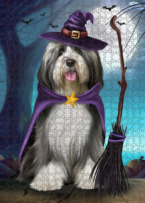 Happy Halloween Trick or Treat Tibetan Terrier Dog Witch Puzzle with Photo Tin PUZL61641