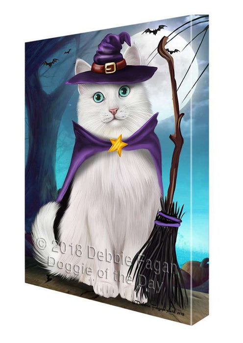 Happy Halloween Trick or Treat Turkish Angora Cat Canvas Print Wall Art Décor CVS109889