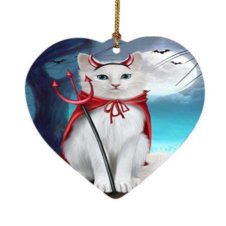 Happy Halloween Trick or Treat Turkish Angora Cat Heart Christmas Ornament HPOR54668