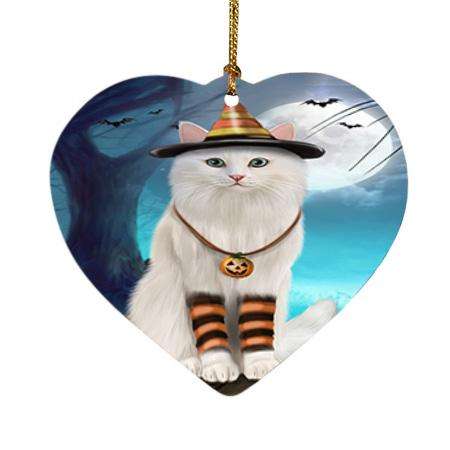 Happy Halloween Trick or Treat Turkish Angora Cat Heart Christmas Ornament HPOR54669