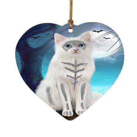 Happy Halloween Trick or Treat Turkish Angora Cat Heart Christmas Ornament HPOR54670