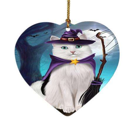 Happy Halloween Trick or Treat Turkish Angora Cat Heart Christmas Ornament HPOR54671