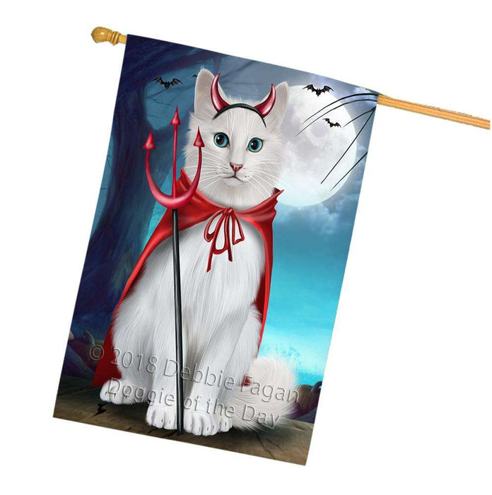 Happy Halloween Trick or Treat Turkish Angora Cat House Flag FLG54866