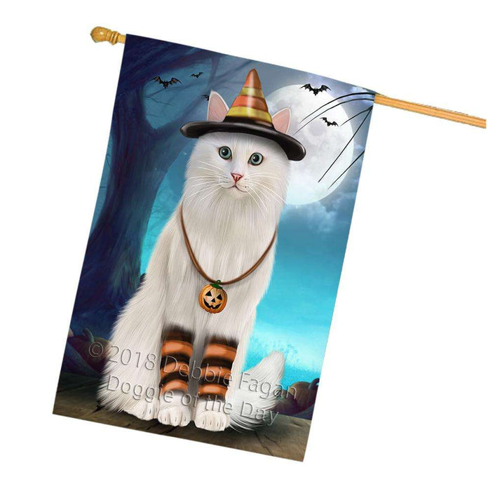Happy Halloween Trick or Treat Turkish Angora Cat House Flag FLG54867