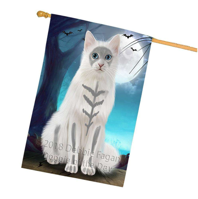 Happy Halloween Trick or Treat Turkish Angora Cat House Flag FLG54868