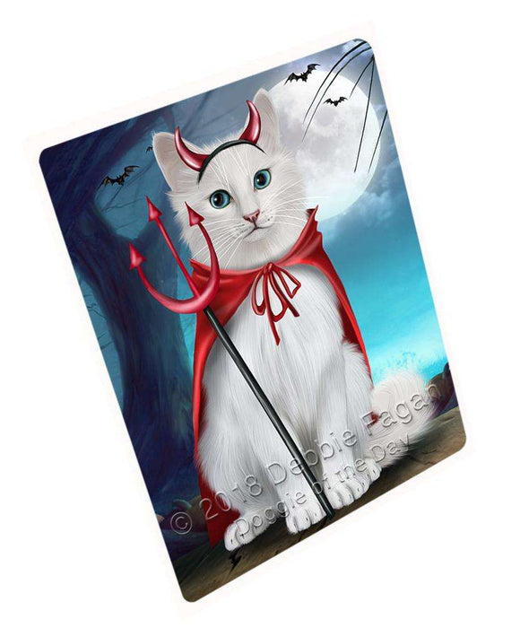 Happy Halloween Trick or Treat Turkish Angora Cat Large Refrigerator / Dishwasher Magnet RMAG88890