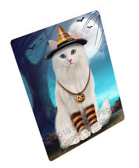 Happy Halloween Trick or Treat Turkish Angora Cat Large Refrigerator / Dishwasher Magnet RMAG88896