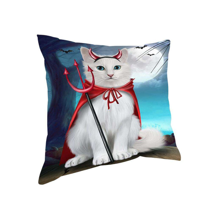 Happy Halloween Trick or Treat Turkish Angora Cat Pillow PIL75296
