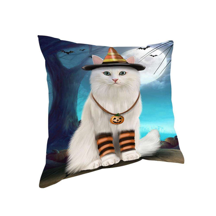 Happy Halloween Trick or Treat Turkish Angora Cat Pillow PIL75300