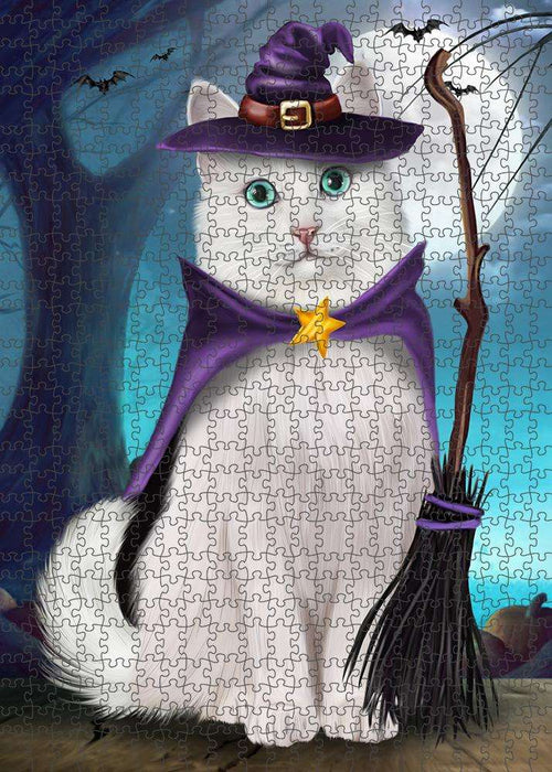 Happy Halloween Trick or Treat Turkish Angora Cat Puzzle with Photo Tin PUZL85840