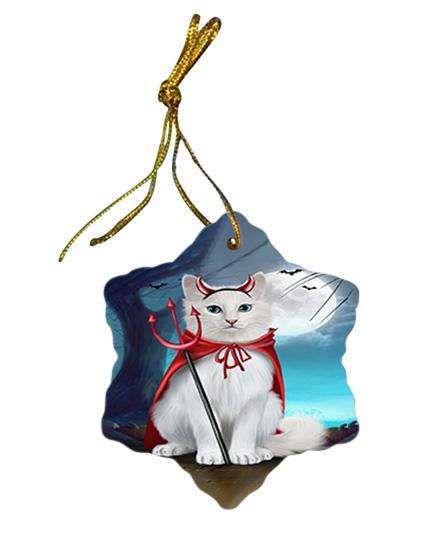 Happy Halloween Trick or Treat Turkish Angora Cat Star Porcelain Ornament SPOR54659