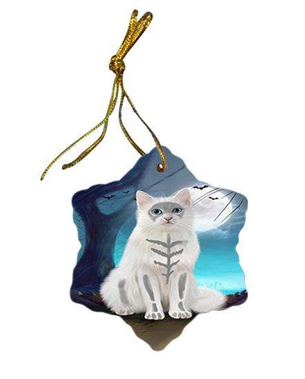 Happy Halloween Trick or Treat Turkish Angora Cat Star Porcelain Ornament SPOR54661