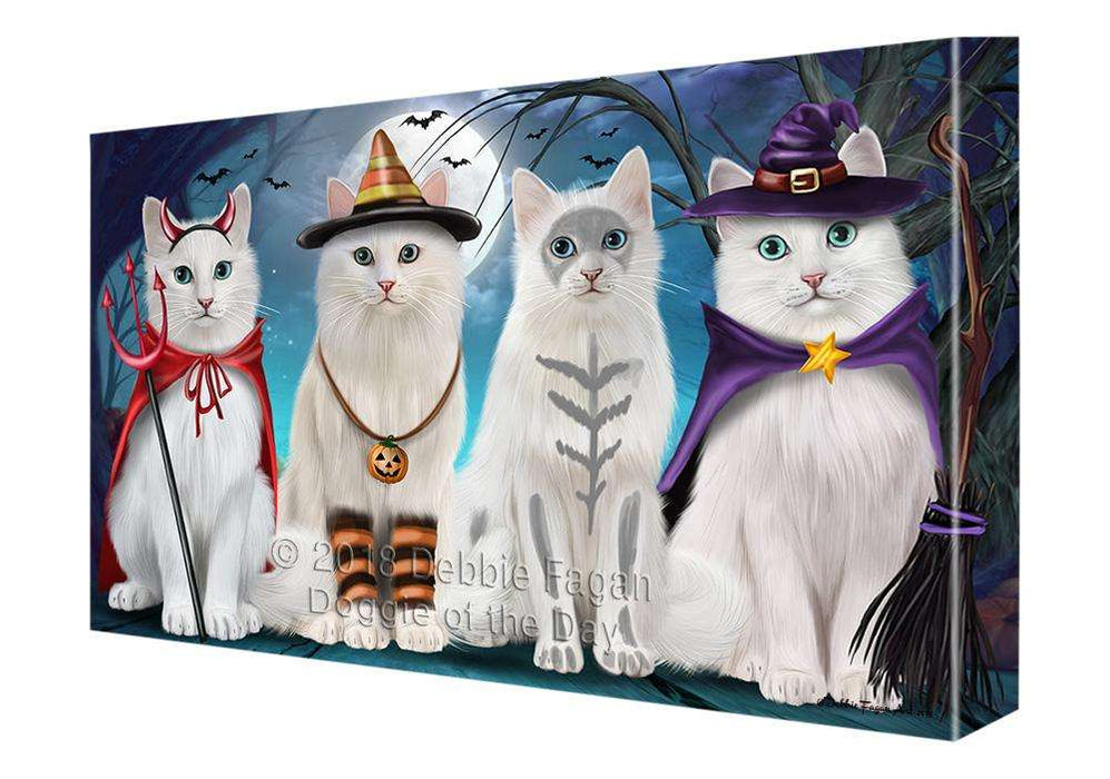 Happy Halloween Trick or Treat Turkish Angora Cats Canvas Print Wall Art Décor CVS109403