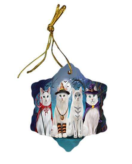 Happy Halloween Trick or Treat Turkish Angora Cats Ceramic Doily Ornament DPOR54617