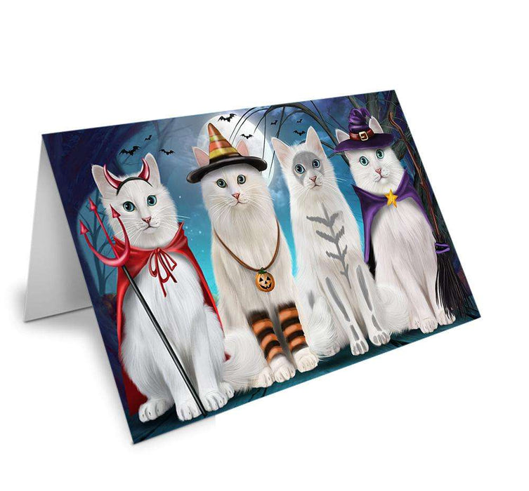 Happy Halloween Trick or Treat Turkish Angora Cats Handmade Artwork Assorted Pets Greeting Cards and Note Cards with Envelopes for All Occasions and Holiday Seasons GCD67880
