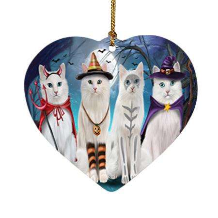 Happy Halloween Trick or Treat Turkish Angora Cats Heart Christmas Ornament HPOR54617