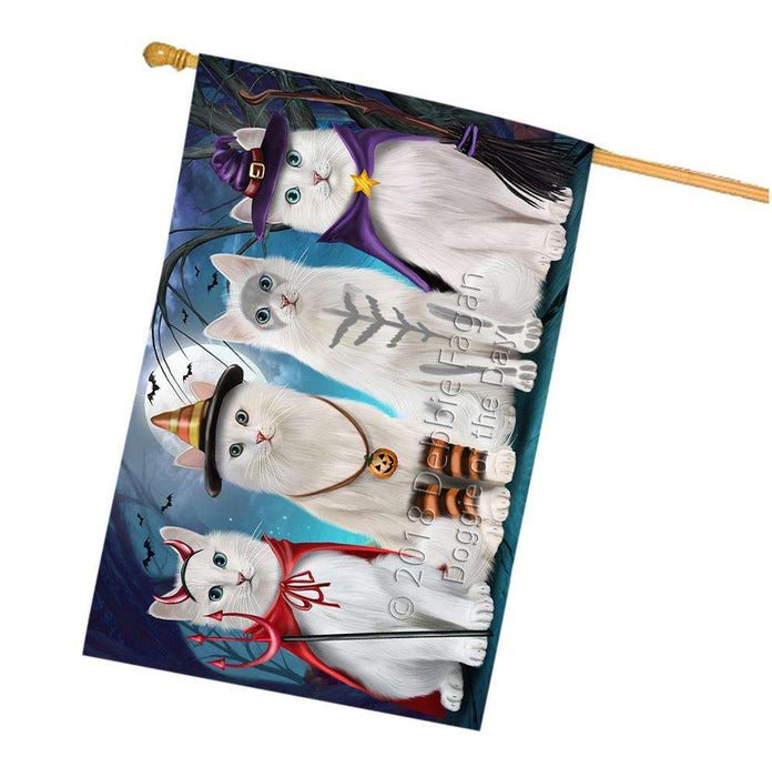 Happy Halloween Trick or Treat Turkish Angora Cats House Flag FLG54815