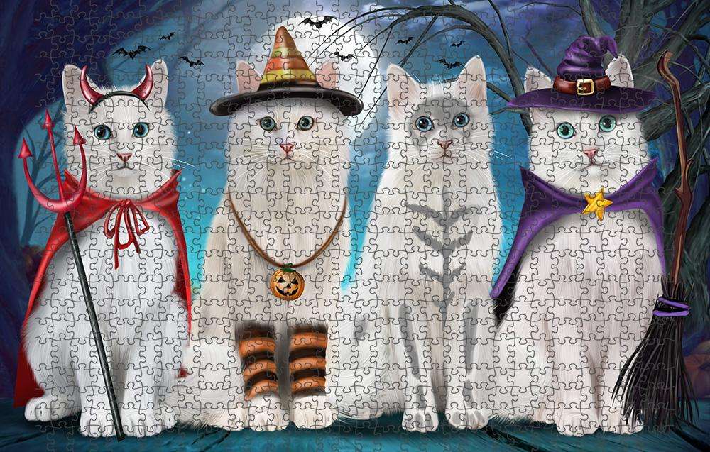 Happy Halloween Trick or Treat Turkish Angora Cats Puzzle with Photo Tin PUZL85624