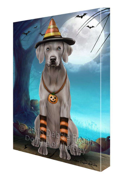 Happy Halloween Trick or Treat Weimaraner Dog Candy Corn Canvas Print Wall Art Décor CVS89423