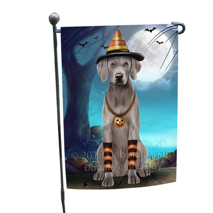 Happy Halloween Trick or Treat Weimaraner Dog Candy Corn Garden Flag GFLG52459