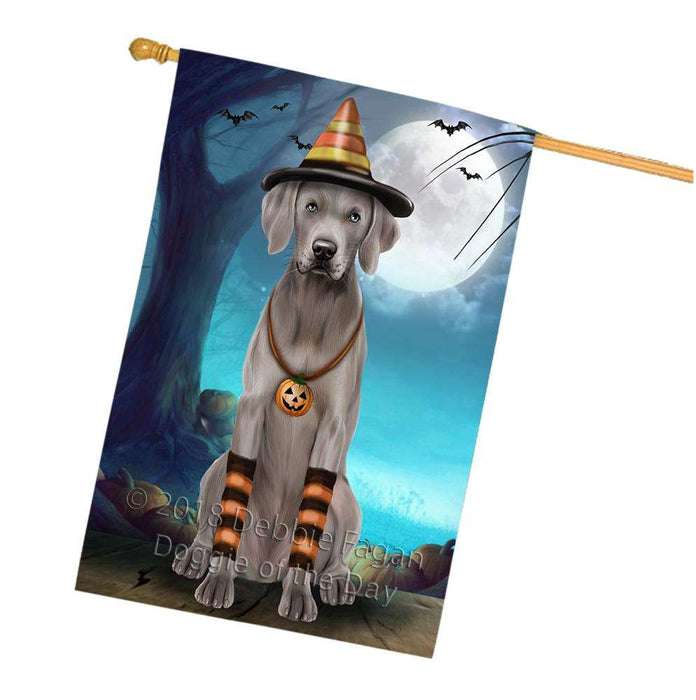 Happy Halloween Trick or Treat Weimaraner Dog Candy Corn House Flag FLG52595