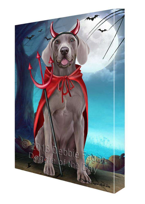 Happy Halloween Trick or Treat Weimaraner Dog Devil Canvas Print Wall Art Décor CVS89594