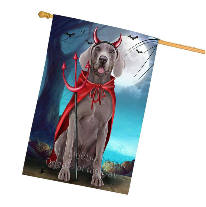 Happy Halloween Trick or Treat Weimaraner Dog Devil House Flag FLG52614