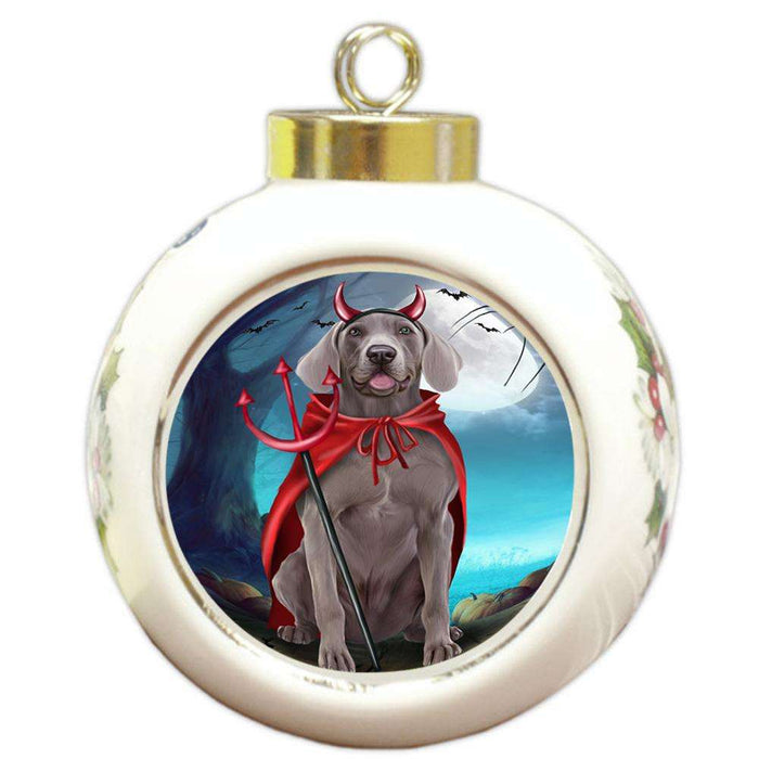 Happy Halloween Trick or Treat Weimaraner Dog Devil Round Ball Christmas Ornament RBPOR52533