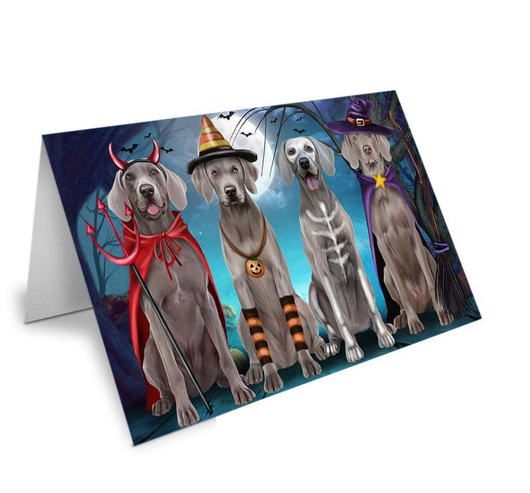 Happy Halloween Trick or Treat Weimaraner Dog Handmade Artwork Assorted Pets Greeting Cards and Note Cards with Envelopes for All Occasions and Holiday Seasons GCD61799