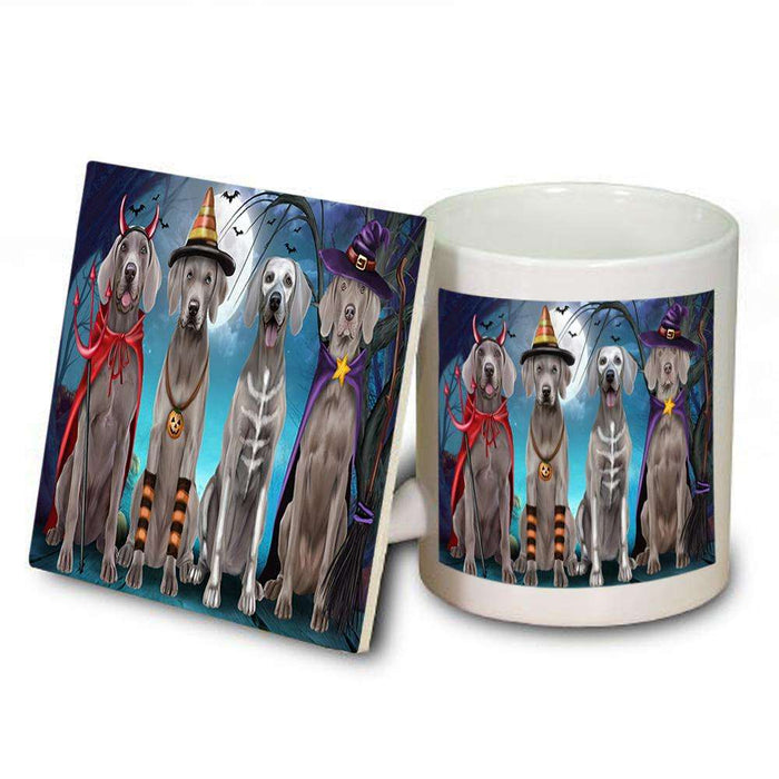 Happy Halloween Trick or Treat Weimaraner Dog Mug and Coaster Set MUC52582