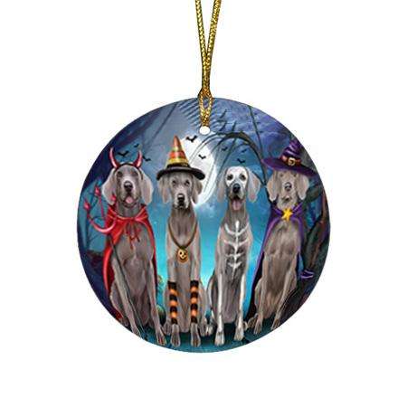 Happy Halloween Trick or Treat Weimaraner Dog Round Flat Christmas Ornament RFPOR52581