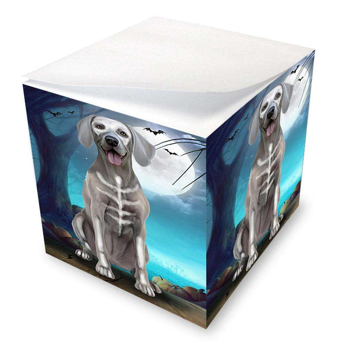 Happy Halloween Trick or Treat Weimaraner Dog Skeleton Note Cube NOC52552