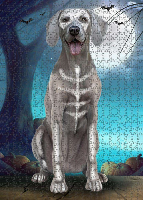 Happy Halloween Trick or Treat Weimaraner Dog Skeleton Puzzle with Photo Tin PUZL61587